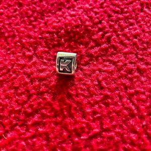 Authentic Pandora Letter K Alphabet Triangular Charm 925 Sterling Silver